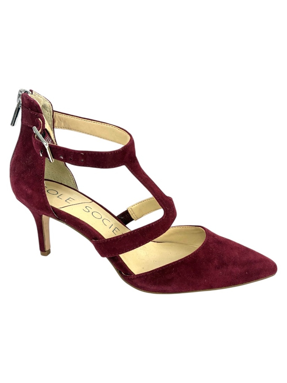Suede T-Strap Heels 5.5 Sole Society Edelyn Dance Tango Samba Pointed Toe Pumps